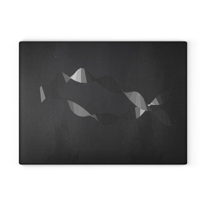 Abstract Geometric Fish Glass Cutting Board | Modern Kitchen Décor