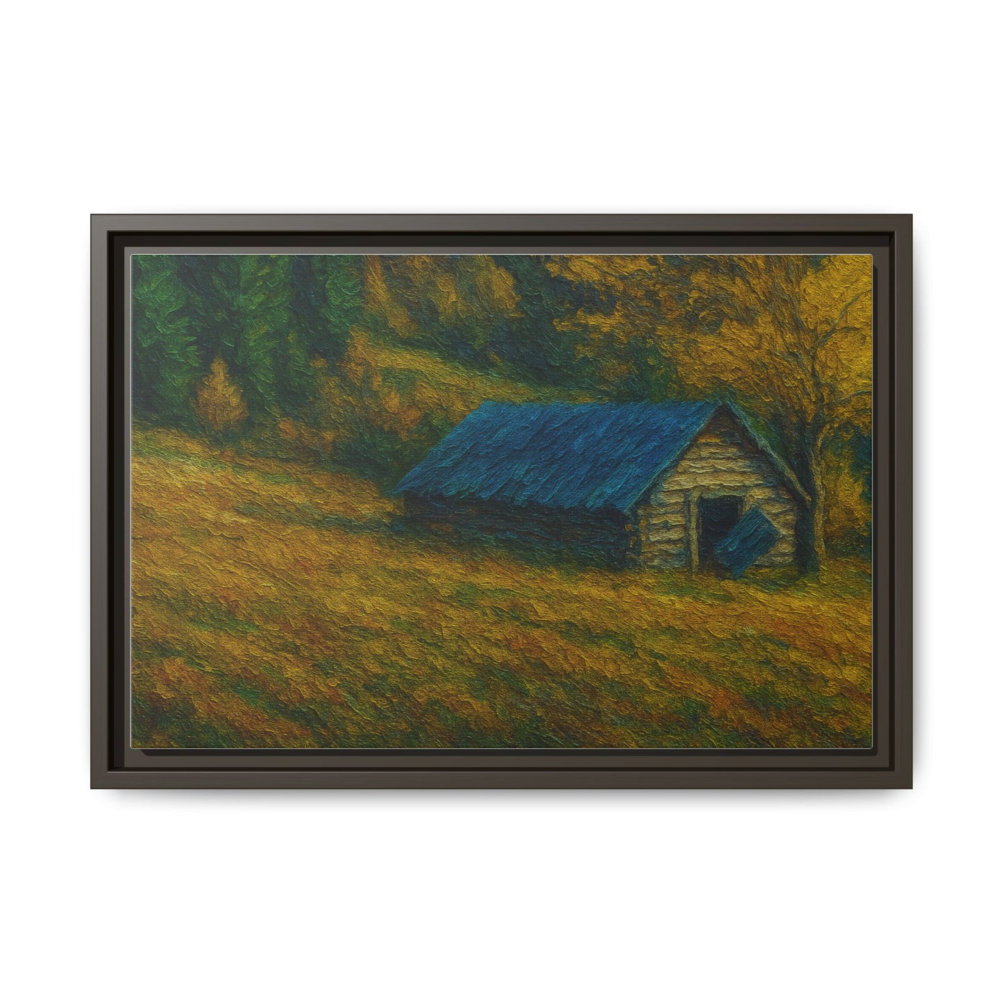 Framed Matte Canvas Print, Rustic Artwork, Farmhouse Decor, Nature Wall Art, Gift for Home, Autumn Decor, Landscape Painting