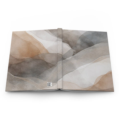 Neutral Watercolor Waves Hardcover Journal | Matte Abstract Landscape Notebook