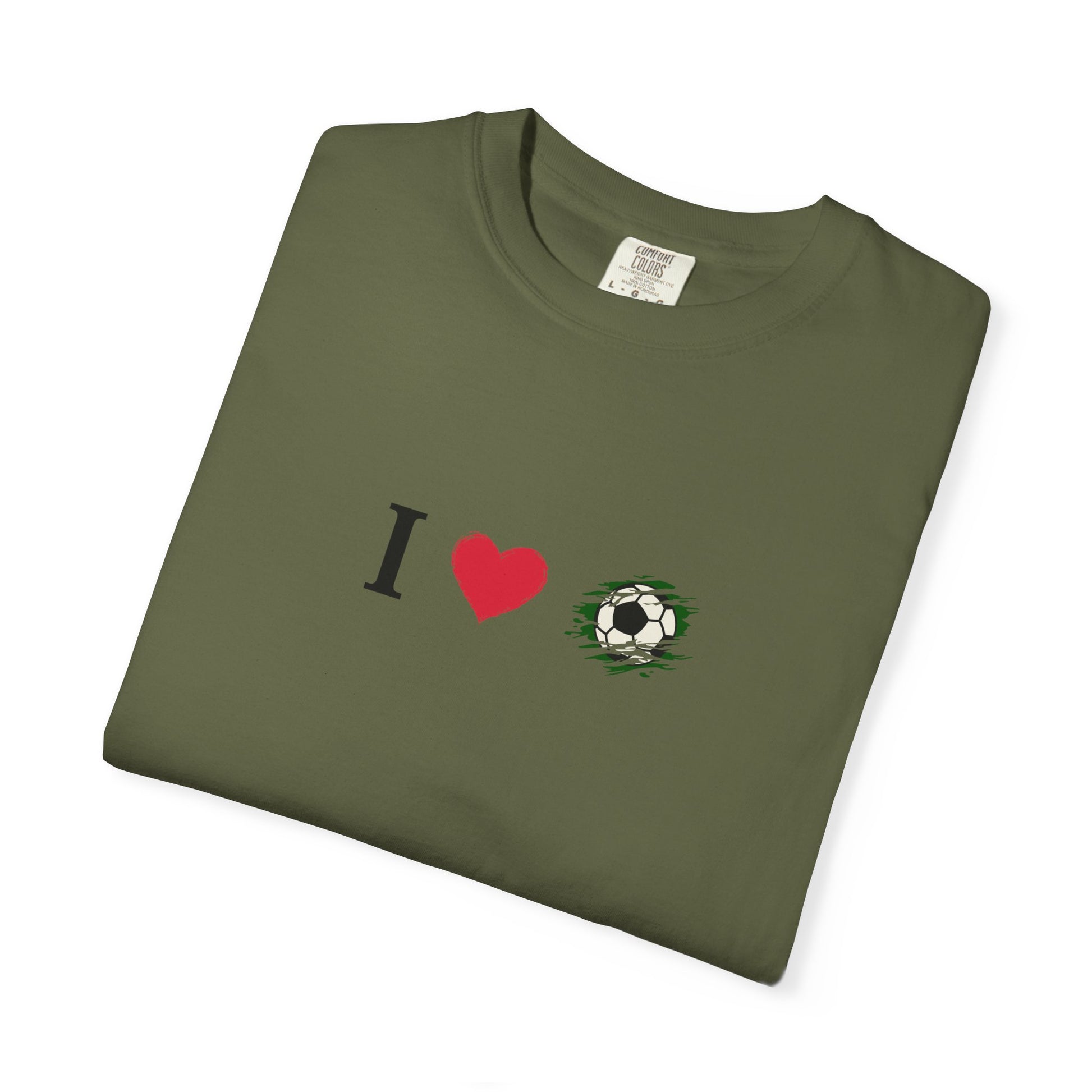 I Love Football (Soccer) Unisex Garment-Dyed T-shirt, Casual Tee, Everyday Wear, Gift for Him/Her, Stylish Apparel - TRV
