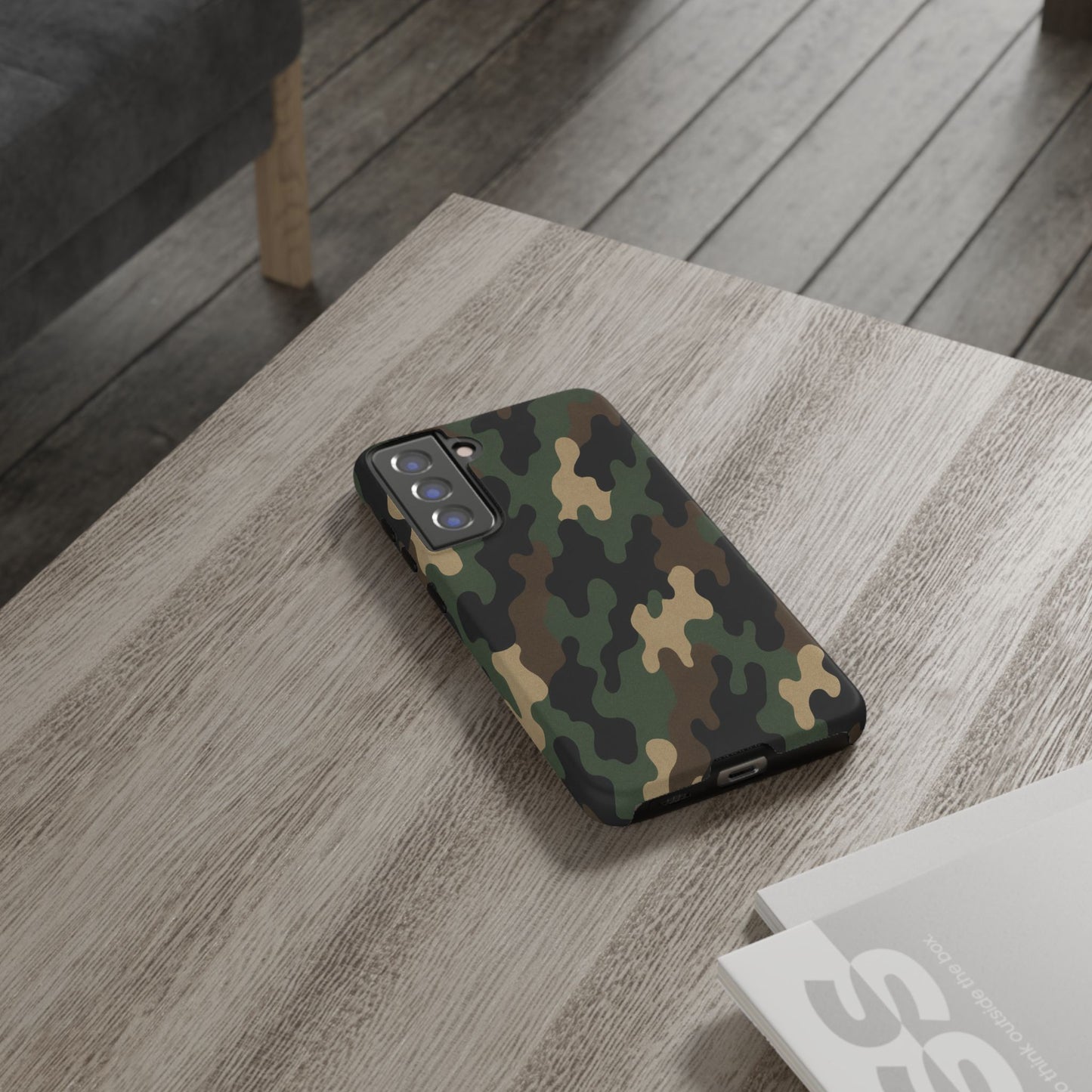 Camouflage tough phone case by Printify with rugged camo design, protective and durable for various smartphone models.