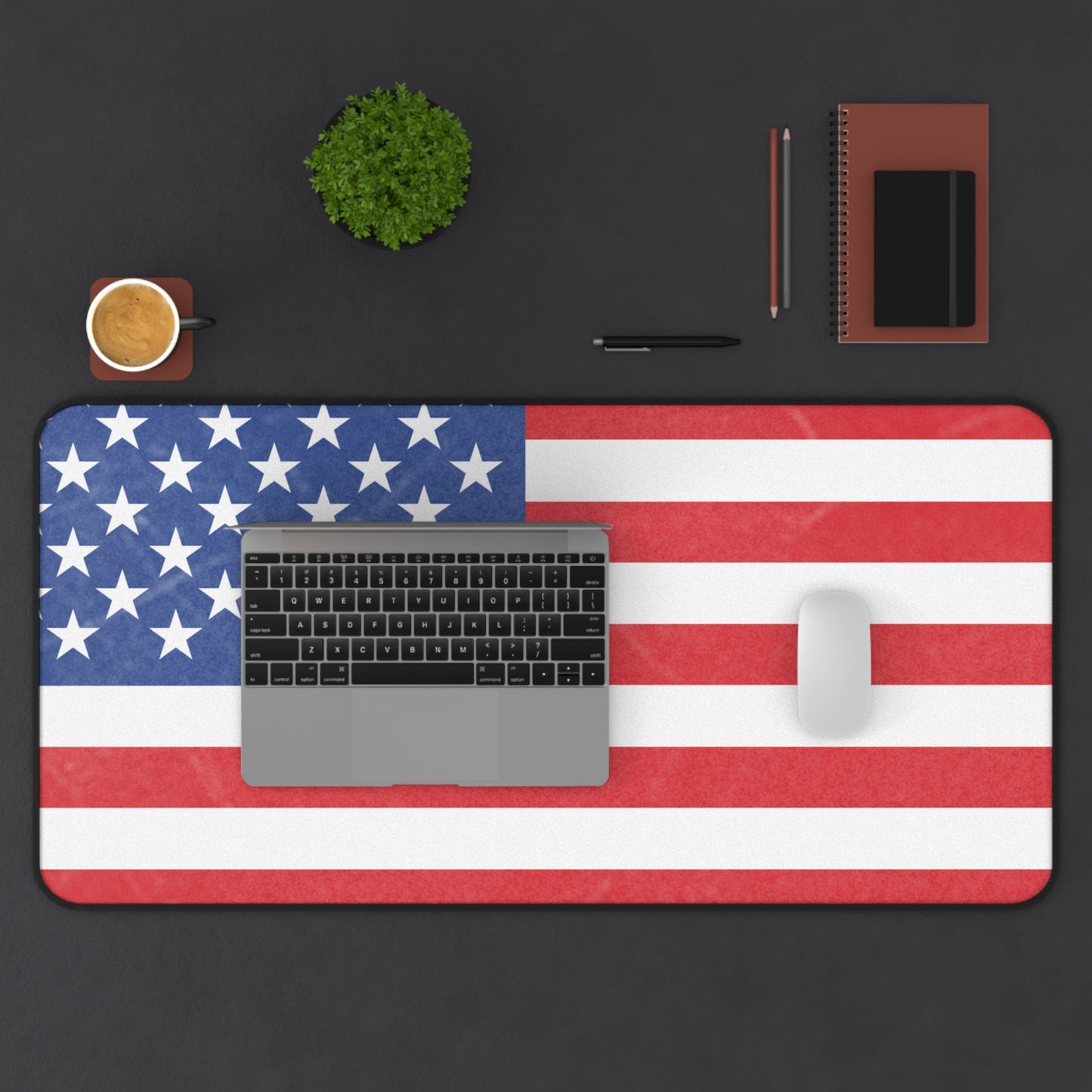 American flag desk mat by Printify, featuring patriotic red, white, and blue stars and stripes for workplace decor.