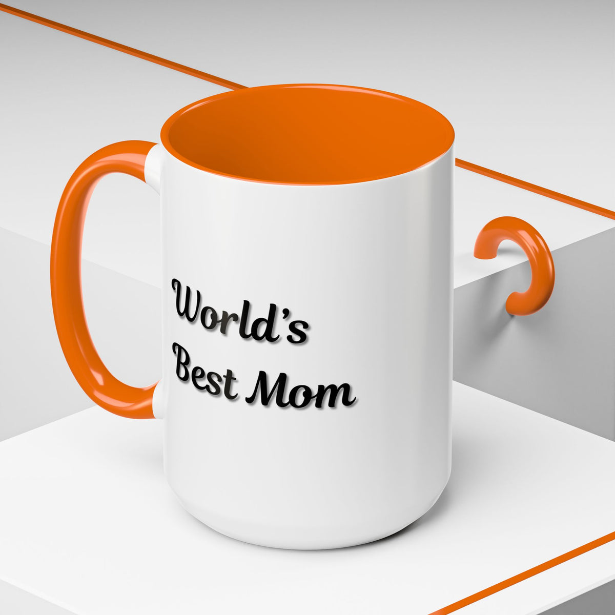 Black-Trim Ceramic Mug with "World's Best Mom" message, ideal for Mother's Day gift, by Printify.