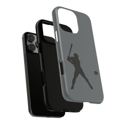 Black baseball silhouette tough phone case for iPhone, protective sporty design by Printify, shows a rugged, durable phone cover.