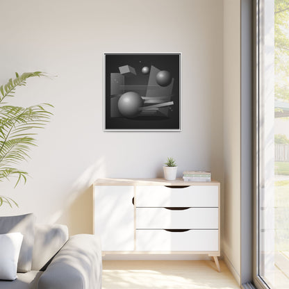 Monochrome Geometric Spheres Canvas Framed Wall Art | Matte Print