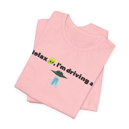 Alien Driving Unisex Tee - Fun Casual Shirt, Gifts for UFO Lovers, Quirky Humor T-Shirt, Perfect for Road Trips, Unique Birthday Present