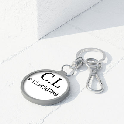Personalized round keychain with monogram initials, Printify accessories keyring tag, stylish and custom-made for keys.