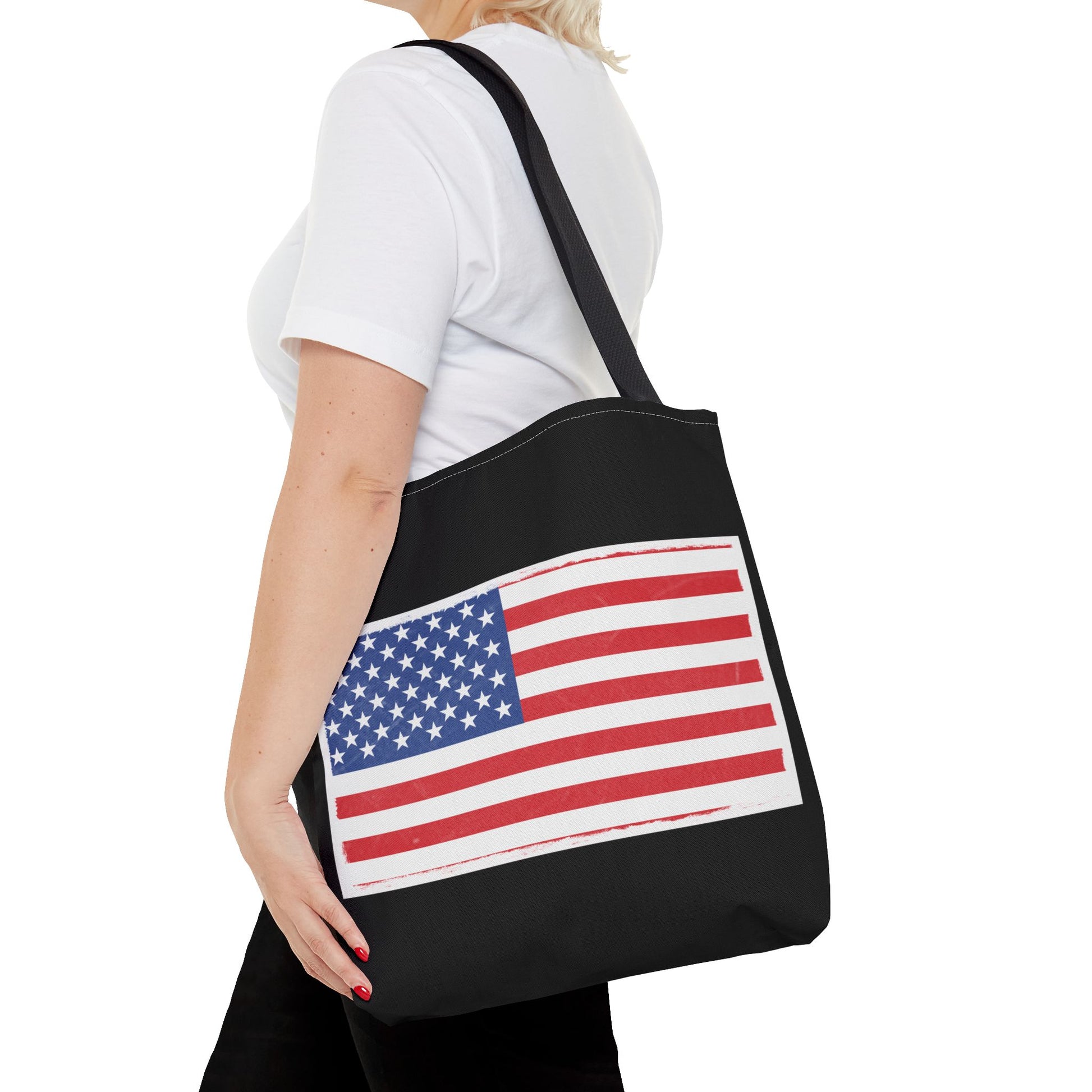 Patriotic Tote Bag, American Flag Carryall, Beach Bag, Reusable Shopping Tote, Independence Day Gift - TRV