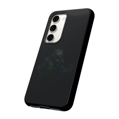 Werewolf phone case featuring dark monster graphic, durable protective design for a smartphone.