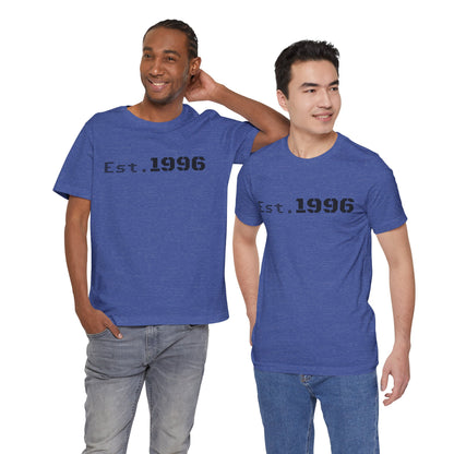 Vintage Est. 1996 T-shirt from Printify featuring a classic design, perfect as a birth year birthday gift.