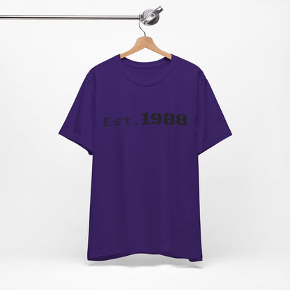 Printify retro logo T-shirt with "Est. 1988" print, casual cotton tee featuring vintage-inspired design and classic fit.