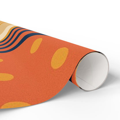 Abstract Retro Wave Wrapping Paper Roll — Mid-Century Geometric Gift Wrap