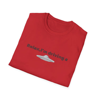 Funny alien graphic T-shirt from Printify featuring a UFO design, perfect for sci-fi fans and casual wear.