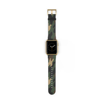 Green camouflage silicone Apple Watch strap, Printify accessory, designed for comfortable wear and a sporty look.