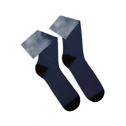 Night Sky Cloud Pattern Socks | Sublimation Crew Socks