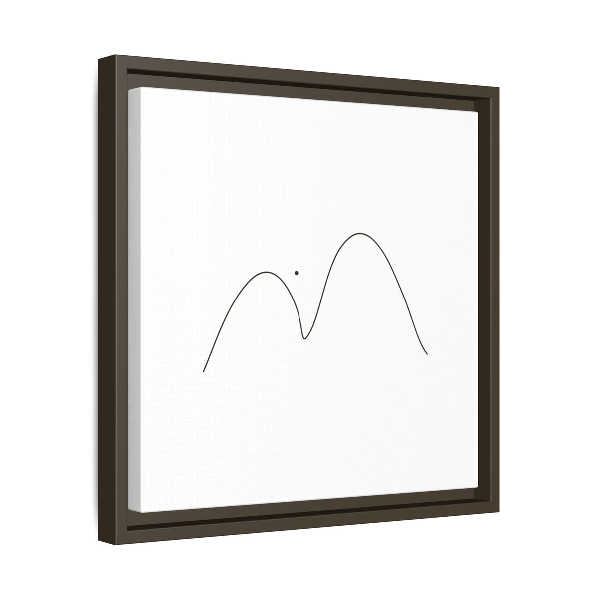 Minimalist mountain line art canvas print with a matte framed finish, designed by Printify.