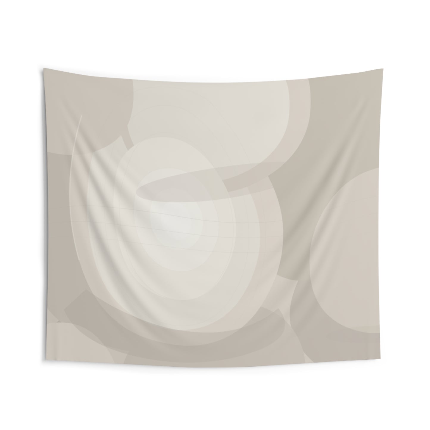 Neutral abstract circles wall tapestry featuring beige geometric design, ideal for minimalist indoor wall decor.