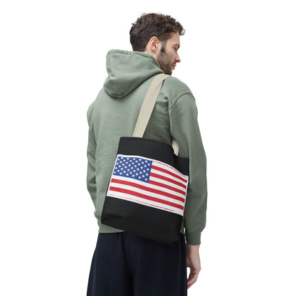 Patriotic Tote Bag, American Flag Carryall, Beach Bag, Reusable Shopping Tote, Independence Day Gift - TRV