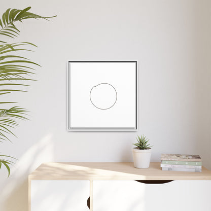 Framed matte canvas wall art featuring a minimal circular line design, by Printify.
