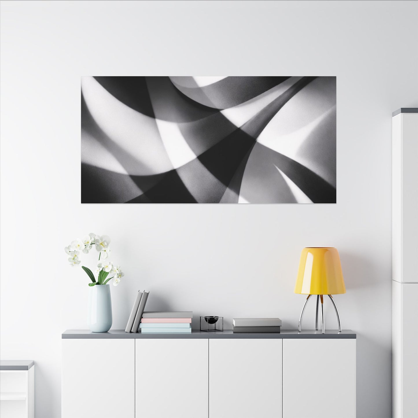 Abstract Black and White Swirl Matte Canvas
