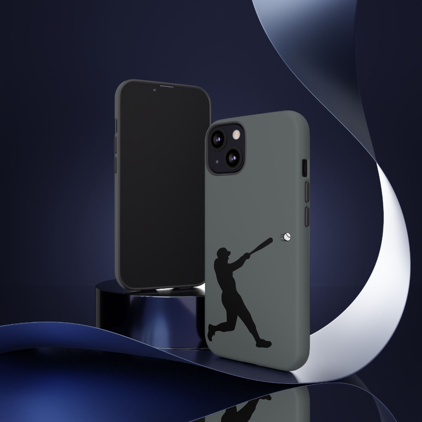 Printify baseball batter phone case, tough protective smartphone cover featuring a baseball player design for fans.