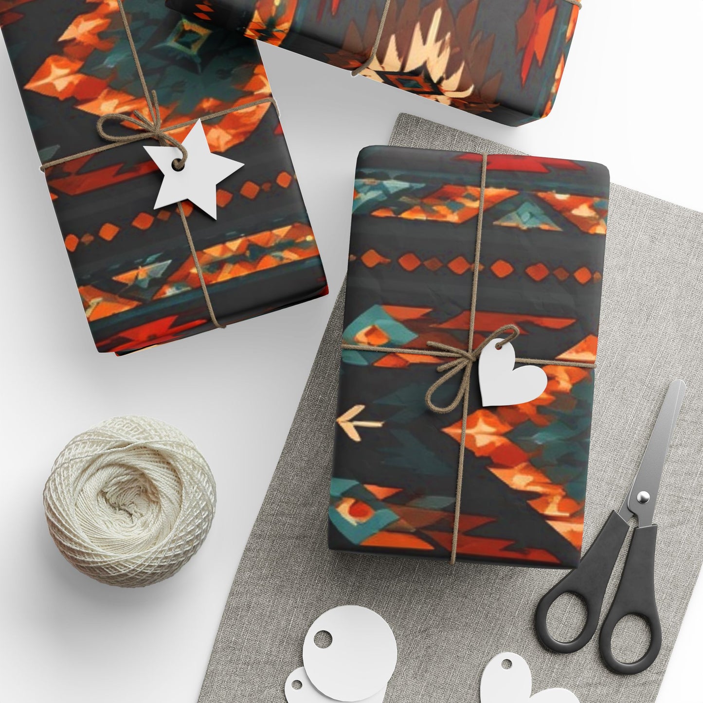 Southwestern Geo Pattern Wrapping Paper Roll — Rustic Aztec Gift Wrap
