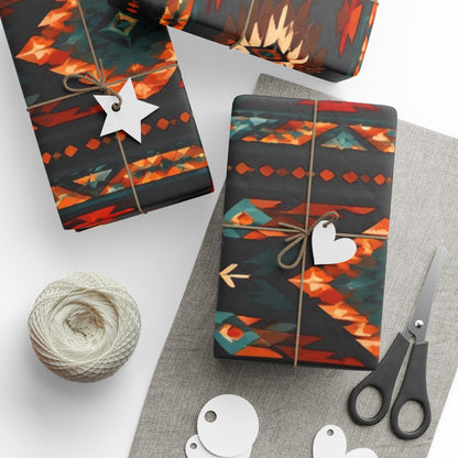Southwestern Geo Pattern Wrapping Paper Roll — Rustic Aztec Gift Wrap