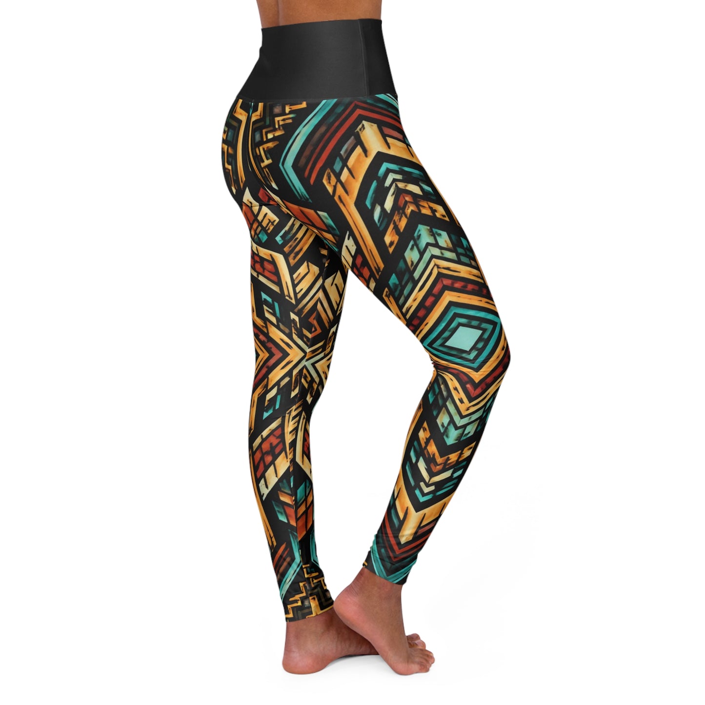 Abstract Geometric Starburst Leggings | High Waisted Yoga Leggings