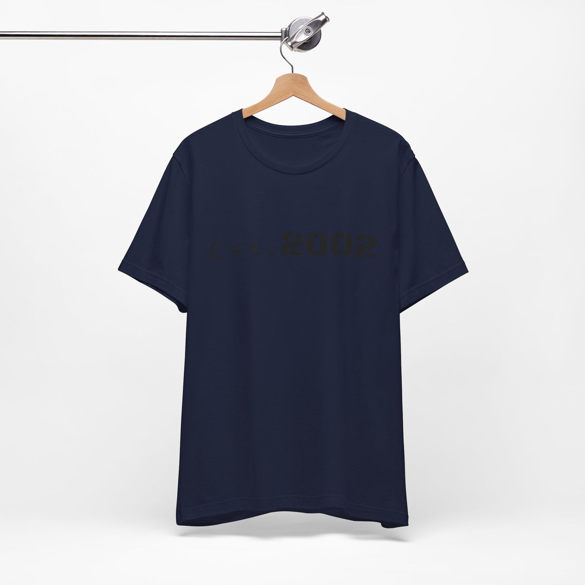 Vintage Est. 2002 T-shirt by Printify featuring anniversary design and casual fit, with embroidered logo and classic crew neckline.