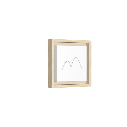 Framed matte canvas featuring minimalist mountain line art by Printify, showcasing simple black mountain outlines on a white background.