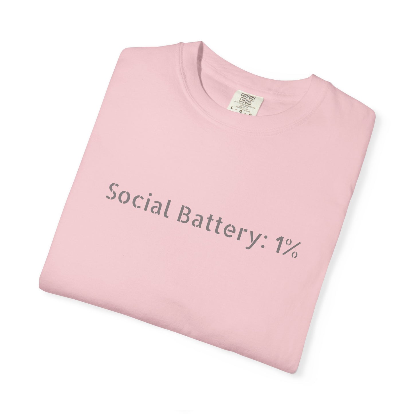 Social Battery 1% T-shirt | Introvert Funny Text Tee