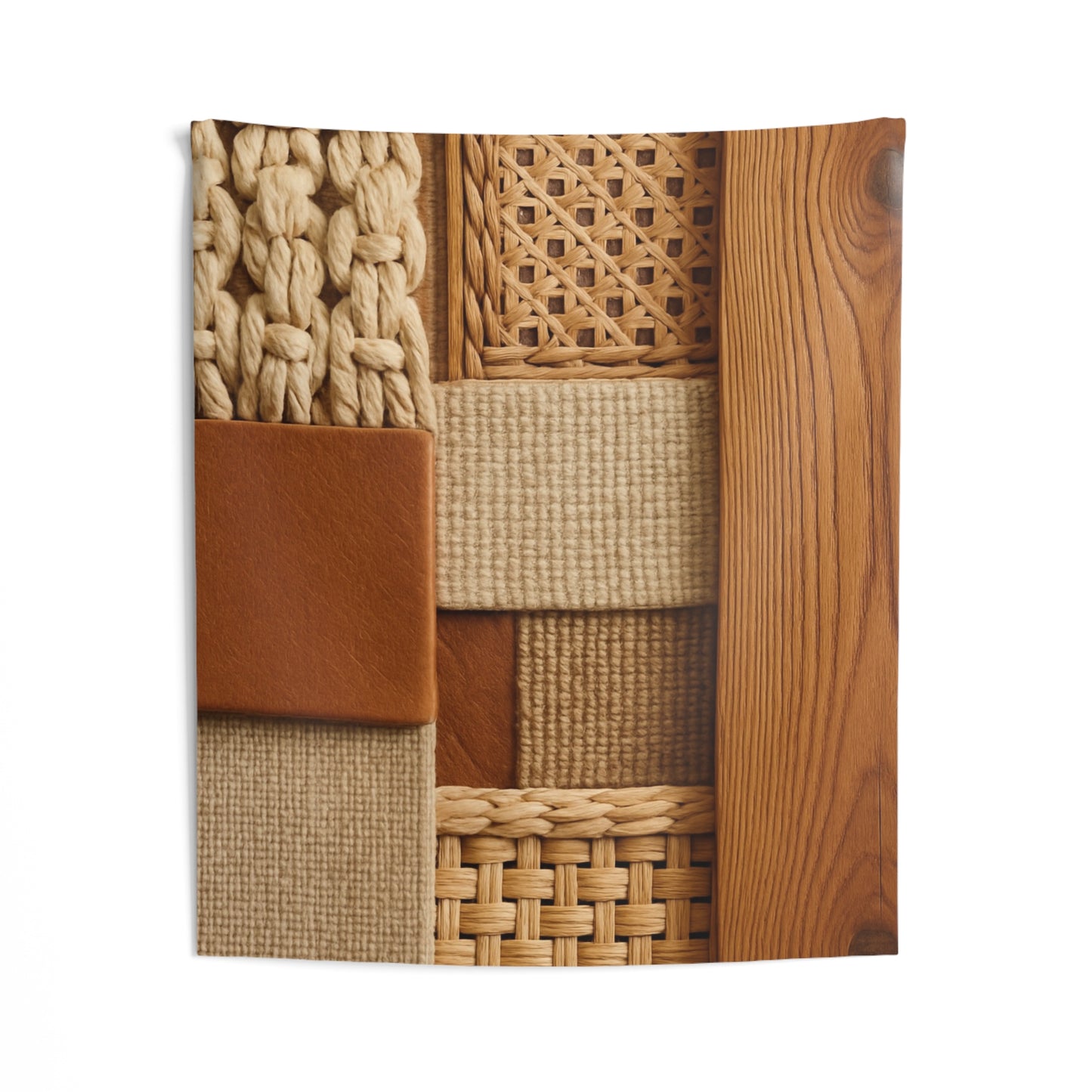 Woven Texture Wall Tapestry — Neutral Boho Patchwork Décor