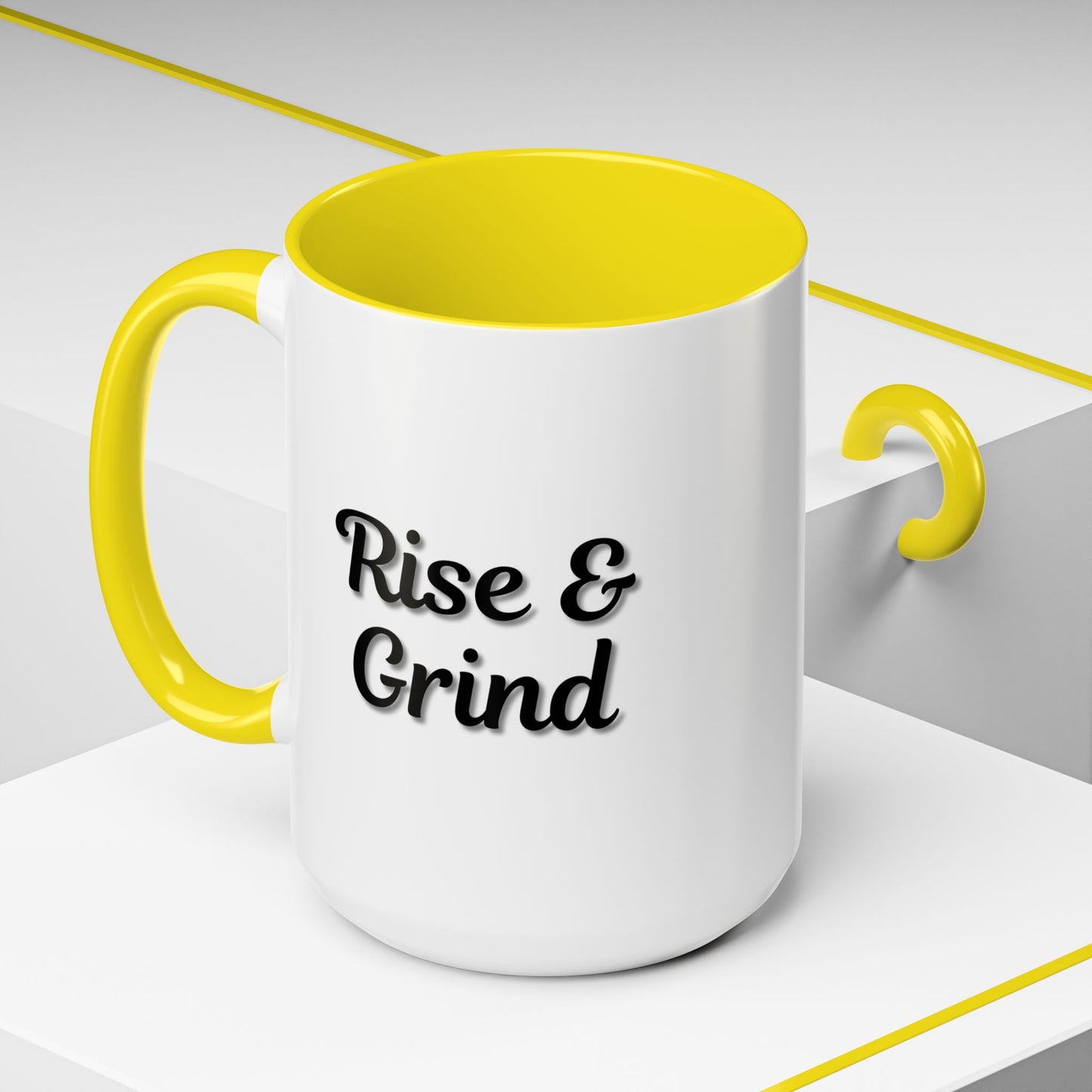 Rise & Grind Coffee Mug – Motivational Black Accent Mug for Daily Inspiration - TRV