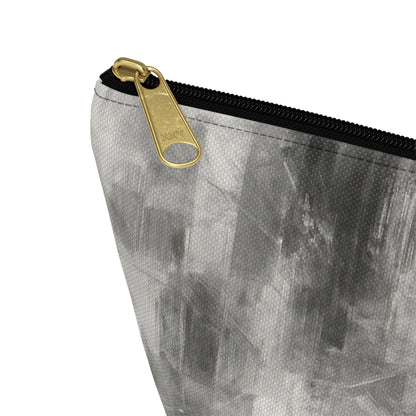 Gray abstract brushstroke accessory pouch by Printify, featuring a stylish design, compact bag for cosmetics or essentials.