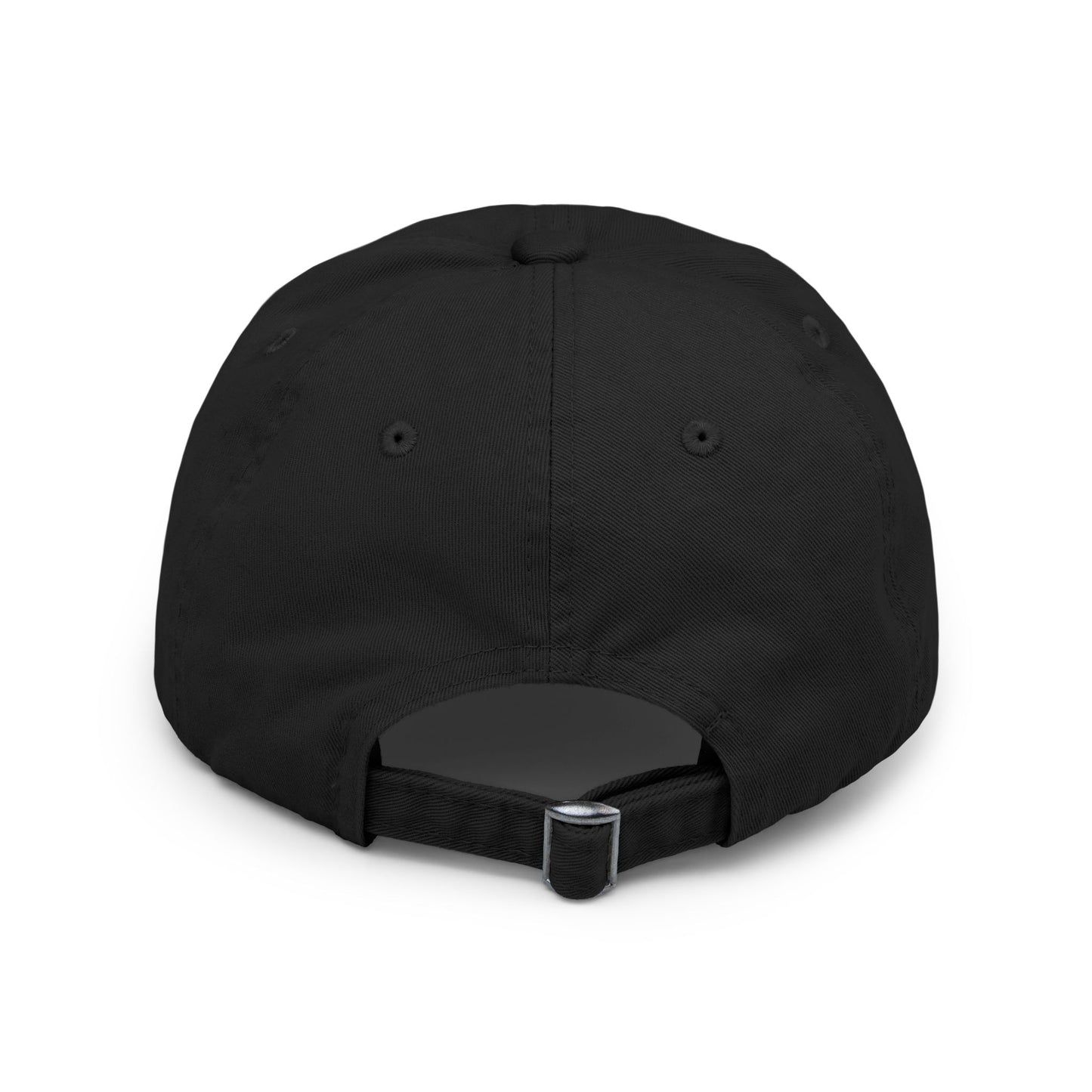 Distressed baseball cap with silhouette batter design, casual hat by Printify, featuring a worn vintage look and sporty style.