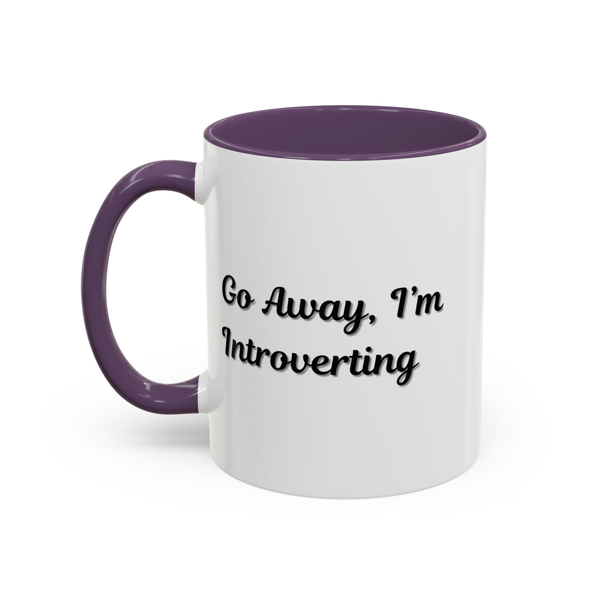 Ceramic coffee mug with "Go Away, I'm Introverting" slogan, 11 oz, white with black text, perfect for introverts.
