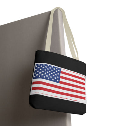 Patriotic Tote Bag, American Flag Carryall, Beach Bag, Reusable Shopping Tote, Independence Day Gift - TRV