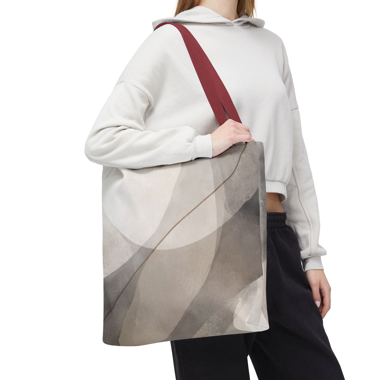 Neutral Abstract Watercolor Waves Tote Bag | All-Over Print