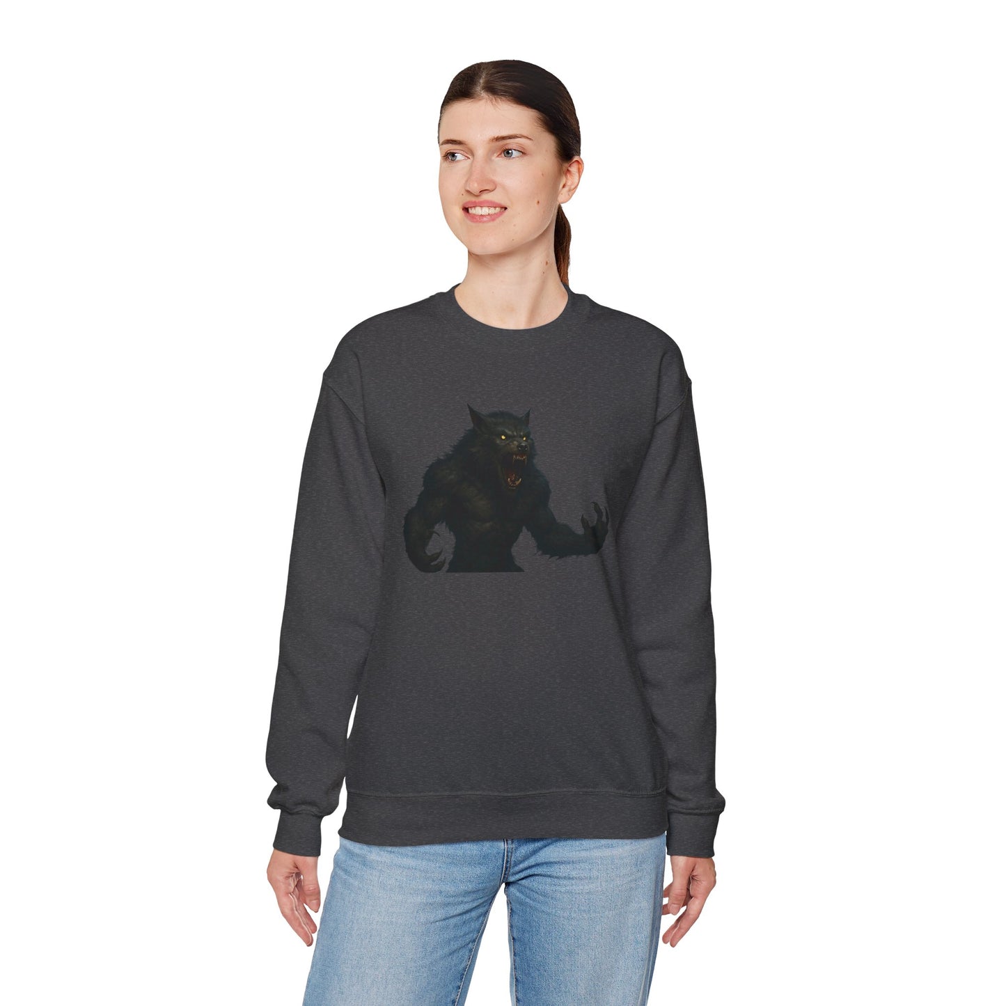 Fierce Werewolf Graphic Sweatshirt, Cozy Unisex Crewneck, Perfect for Casual Outfits, Halloween Apparel, Everyday Wear