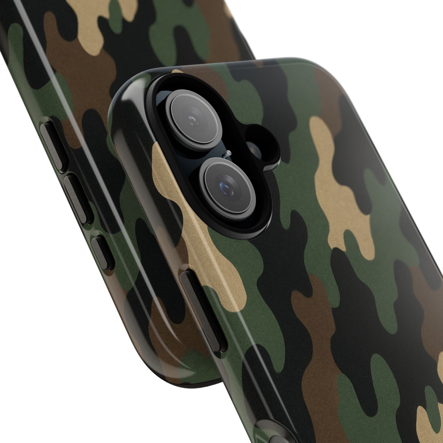 Rugged camouflage Printify tough phone case fitting a smartphone with a durable camo design for protection.