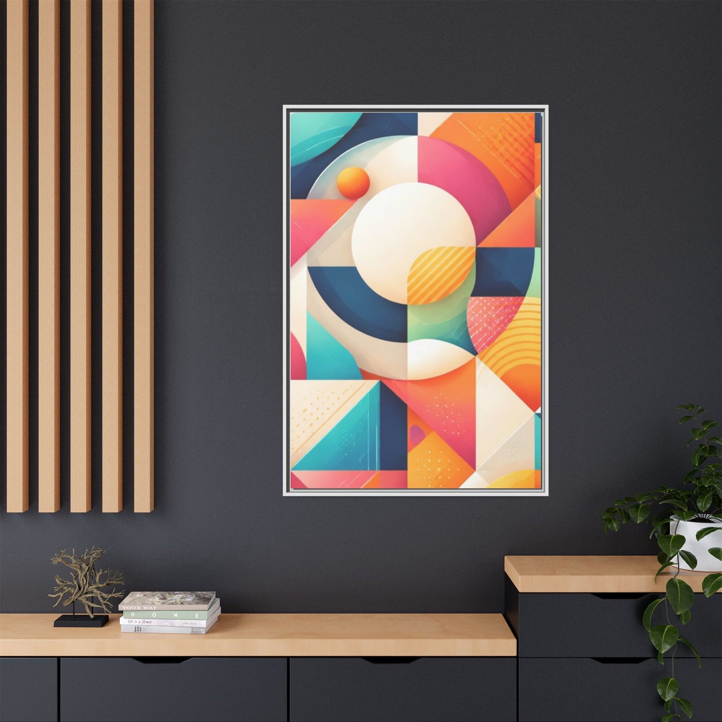 Colorful Geometric Abstract Art Matte Canvas Framed