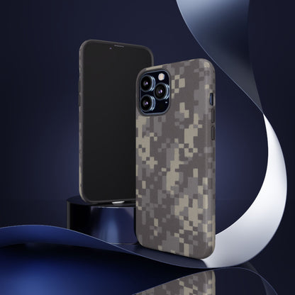 Printify camouflage tough phone case with rugged digital camo design, providing durable protection for smartphones.