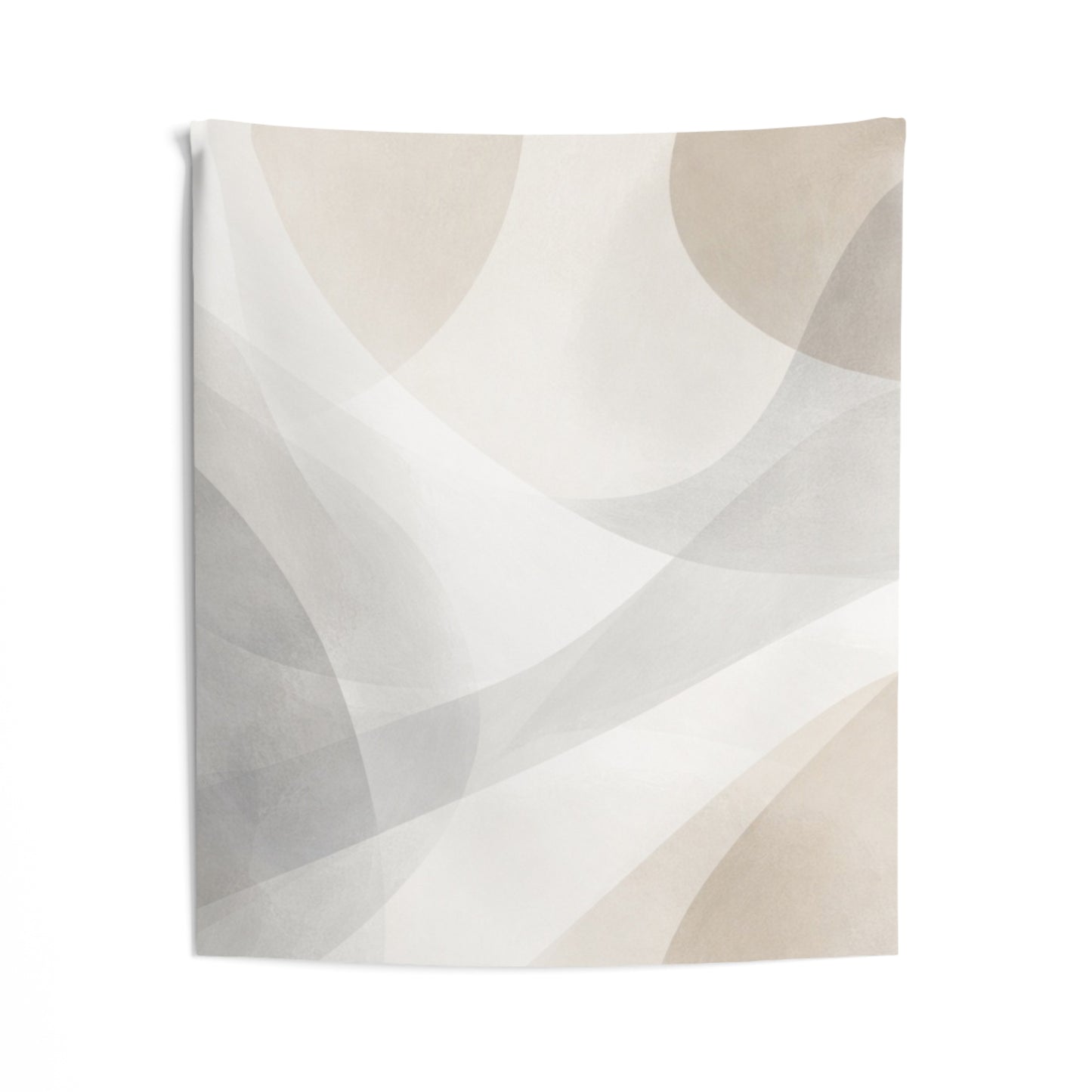 Neutral Abstract Waves Indoor Wall Tapestry | Minimal Geometric Art