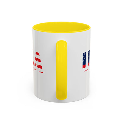 USA Flag Accent Coffee Mug — Patriotic 11/15oz Ceramic Coffee Cup