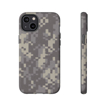 Printify camouflage tough phone case with rugged digital camo design, offering durable protection for smartphones.