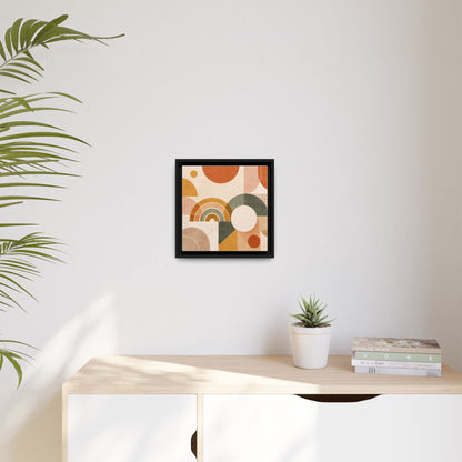 Abstract Terracotta Geometric Rainbow Matte Canvas Framed