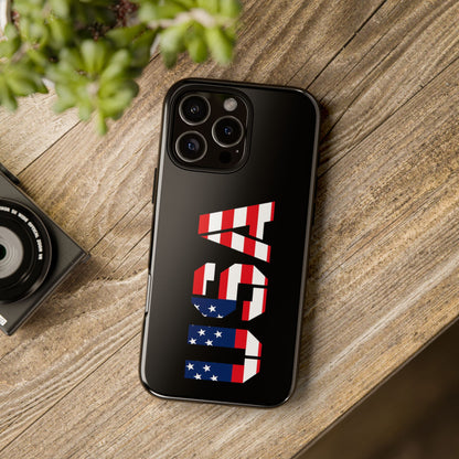American flag phone case by Printify, rugged protective case featuring patriotic patriotic design for USA smartphones.