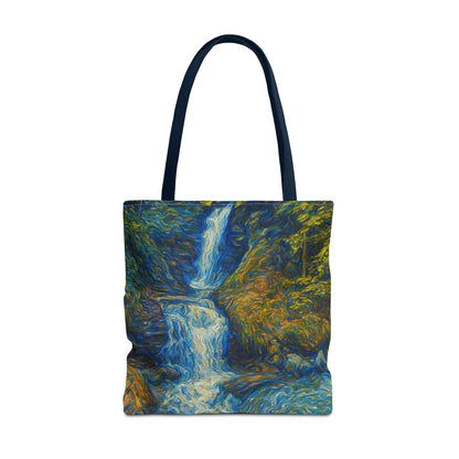 Nature-Inspired Tote Bag, Artistic Eco-Friendly Shopper, Waterfall Design, Reusable Market Bag, Gift for Nature Lovers - TRV