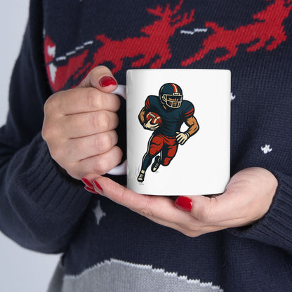 Football Player Ceramic Mug, Sports Fan Gift, Football Lover Coffee Cup, Game Day Drinkware, Quarterback Tea Mug, Touchdown Fan Decor,