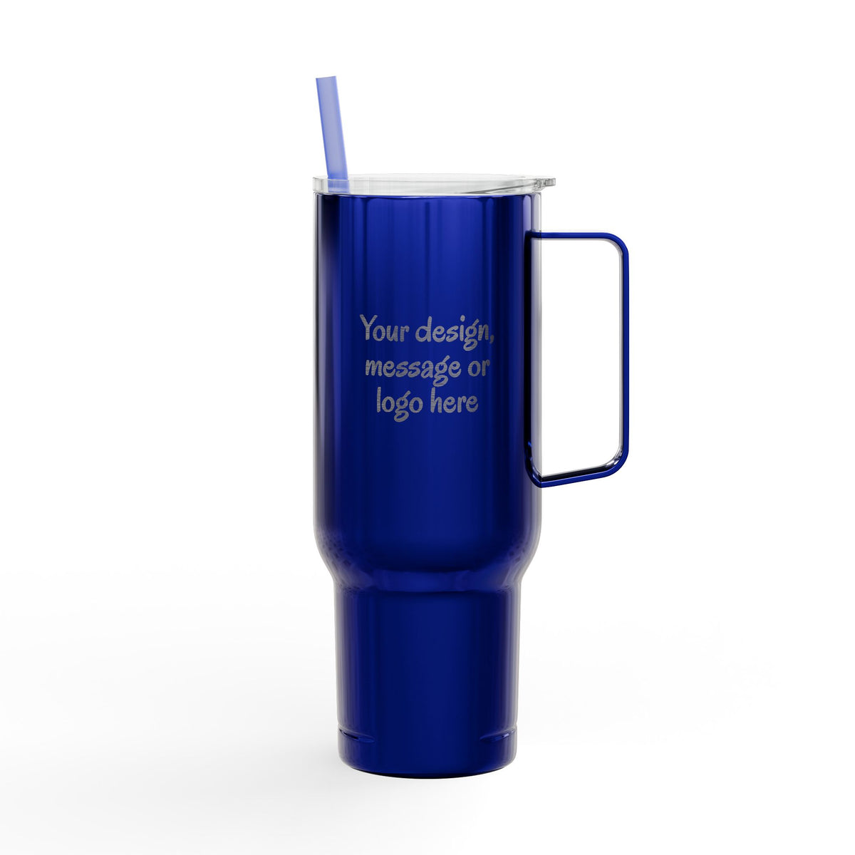 Custom engraved 40oz insulated tumbler with handle, lid and straw - view 5